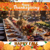 2 Pcs Large Happy Thanksgiving Merry Christmas Banner Decorations Outdoor 120 X 20 Inch Fall Autumn Party Snow Yard Xmas Holiday Supplies Home Decor For Garden House Garage Porch Indoor Gifts