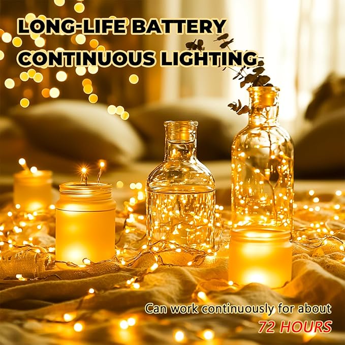 6 Pack Fairy Lights Battery Operated with Remote and Timer 7FT 20 LED Warm White Firefly String Lights for Mason Jars Wedding Party Decor