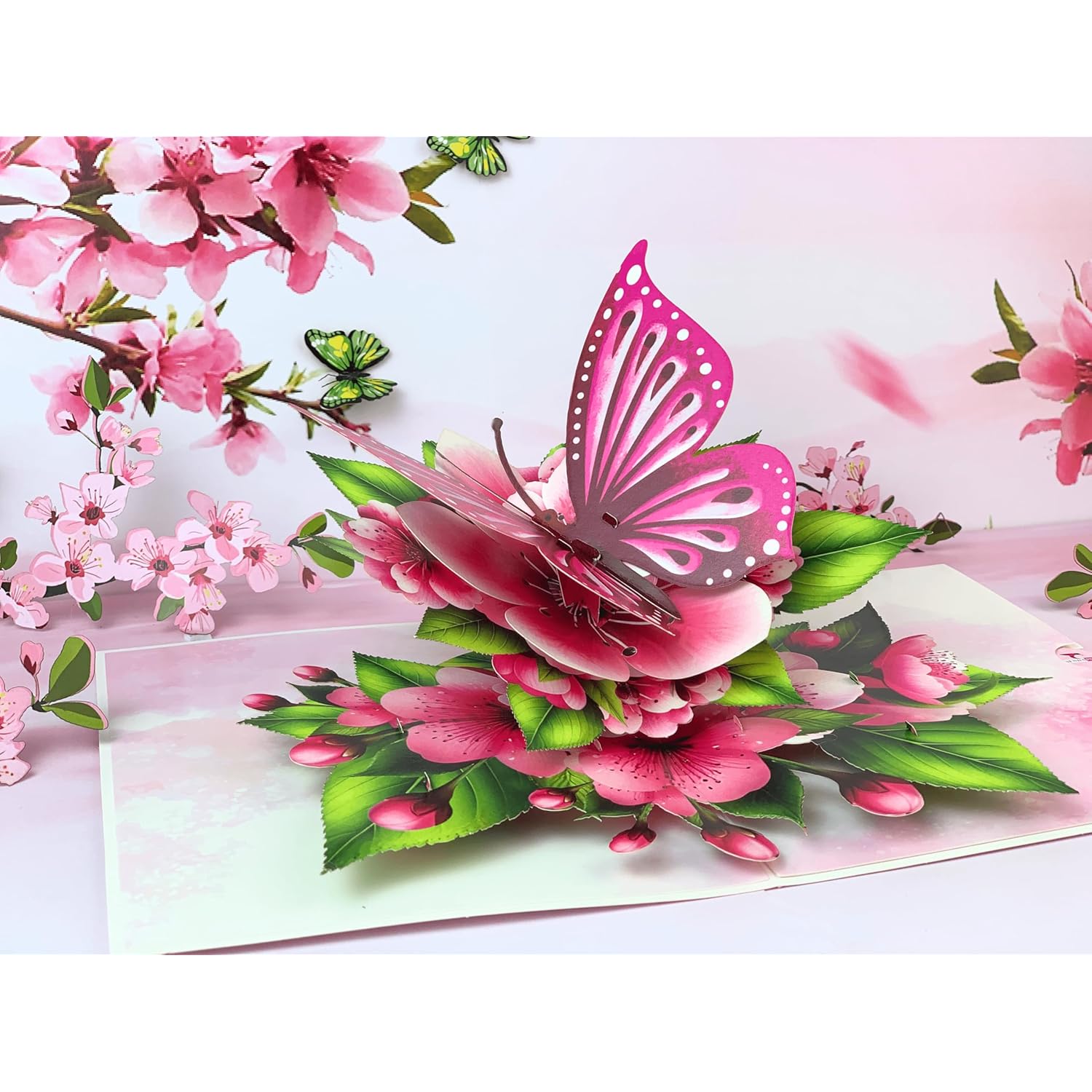 Butterfly Birthday Card, Pop Up Birthday Cards For Women, Flying Butterfly, Cherry Blossom Flower, Mothers Day Pop Up Card, 3D Greeting Cards For All Occasion