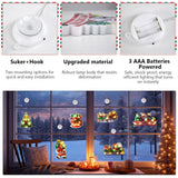 Christmas Window Decorations Lights With Suction Cup 3 Pcs Battery Operated Hanging Light Santa Claus, Bells, Christmas