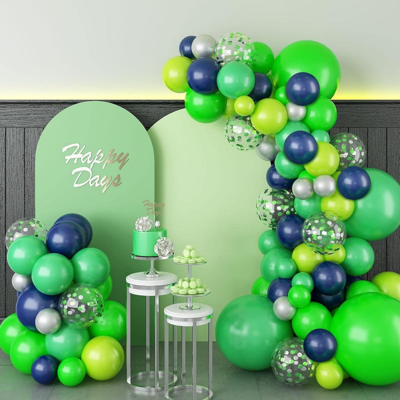 Blue And Green Balloon Garland Arch Kit, 100 Pcs Lime Light Green Navy