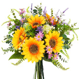 Sunflowers Artificial Flowers Bouquets Spring Flowers Artificia Fake Wildflowers Silk Cemetery Flowers Arrangements For Home Kitchen Office Table Centerpieces Wedding Party Grave Decor