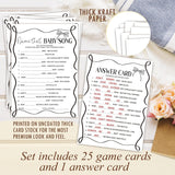 Baby Song Games, 5X7 Inch Funny Baby Shower Games Cards, 25 Gender Neutral With 1 Answer Card, Gender Reveal Party Supply Kit White, Infant Party Decorations-B02
