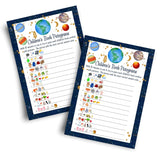 Out Of This World Baby Shower Games Boy - Fun Baby Shower Activities For Guests, Guess The Storybook Pictogram Titles, Cosmic Space Theme Adventure, 25 Cards Pack