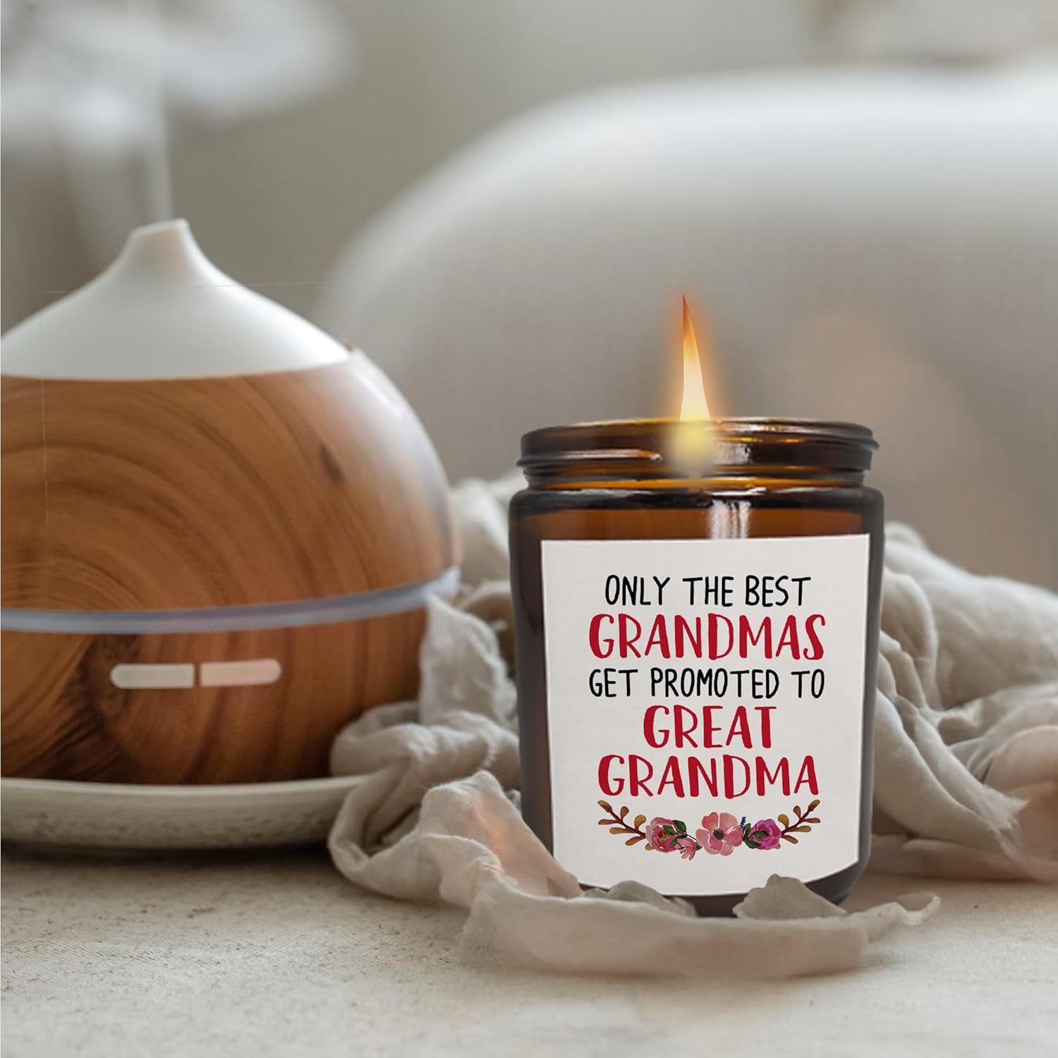Pregnancy Announcement Candle, Great Grandma Gifts, Floral Scent