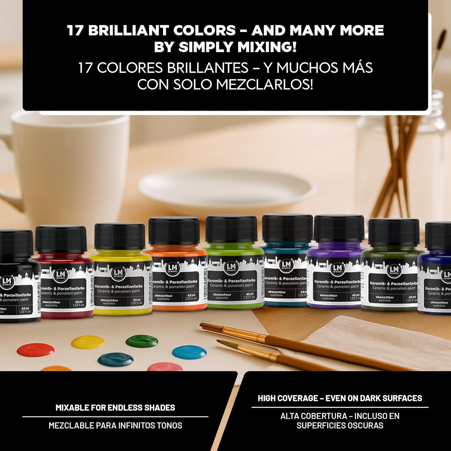 Ceramic & Porcelain Paint 45Ml - Olive Green - Dishwasher Safe Glass And Ceramic Paint Ideal For Cups And Porcelain Painting Creative Projects On Glass