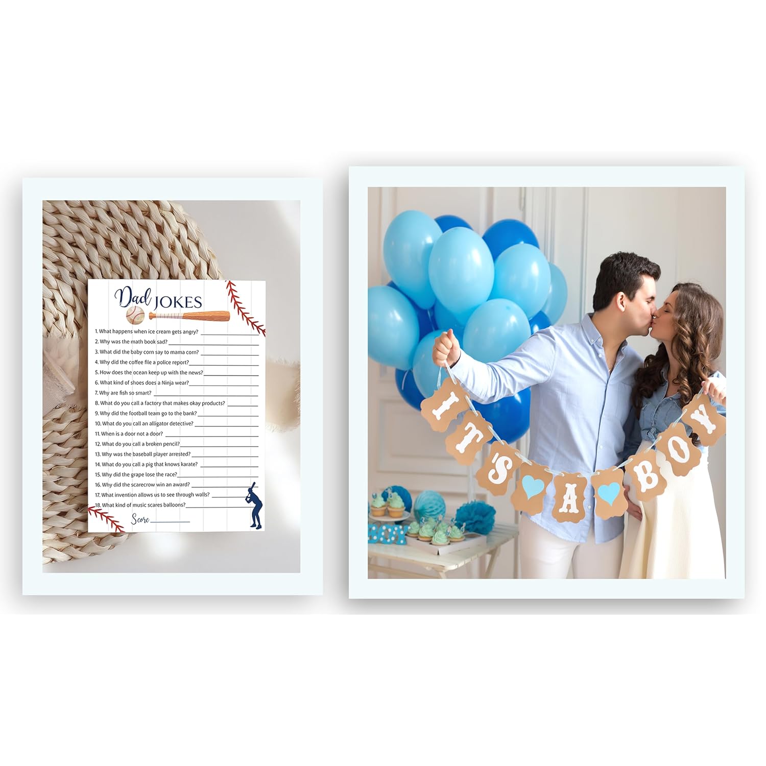 Dad Jokes Boy Baby Shower Games, Baseball Theme Daddy Jokes Shower Trivia — Pack Of 25 — Blue, Fun Dad Joke Game, Sport, Little Slugger Theme, Funny Game, Sprinkle, Sports Birthday Activity G900-Djk