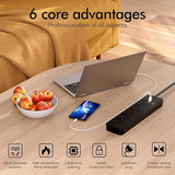 Universal Travel Power Strip with USB C Ports and 6ft Cord