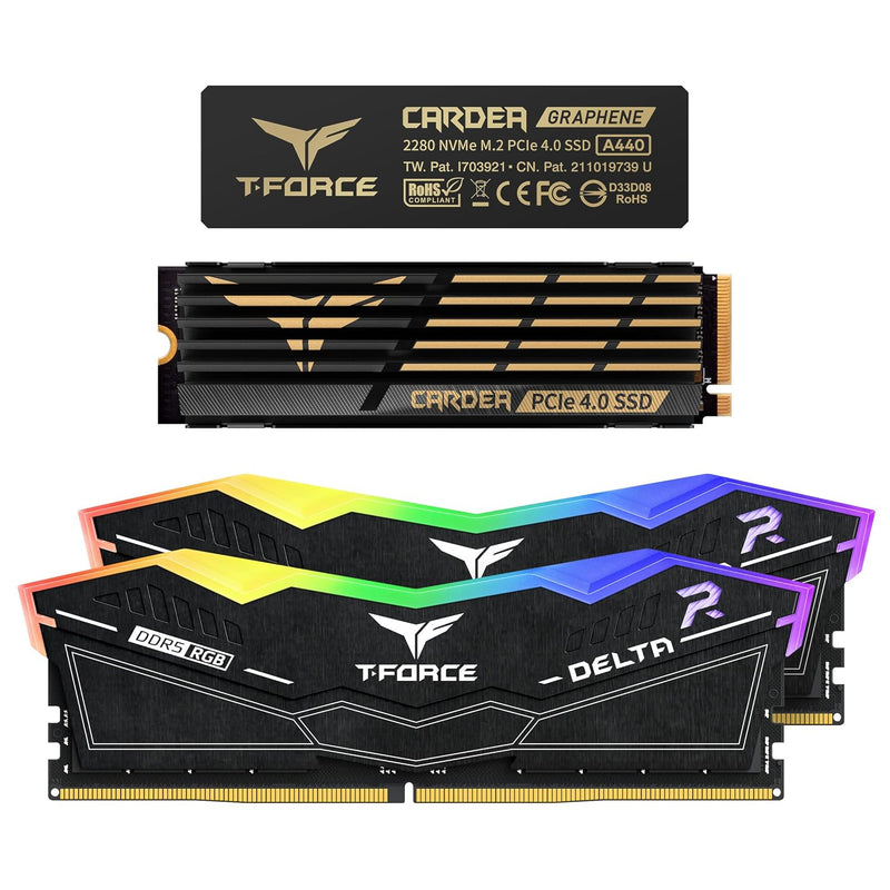 T-Force Delta Rgb Ddr5 32Gb Kit (2X16Gb) 6400Mhz Desktop Memory (Black) Ff3D53