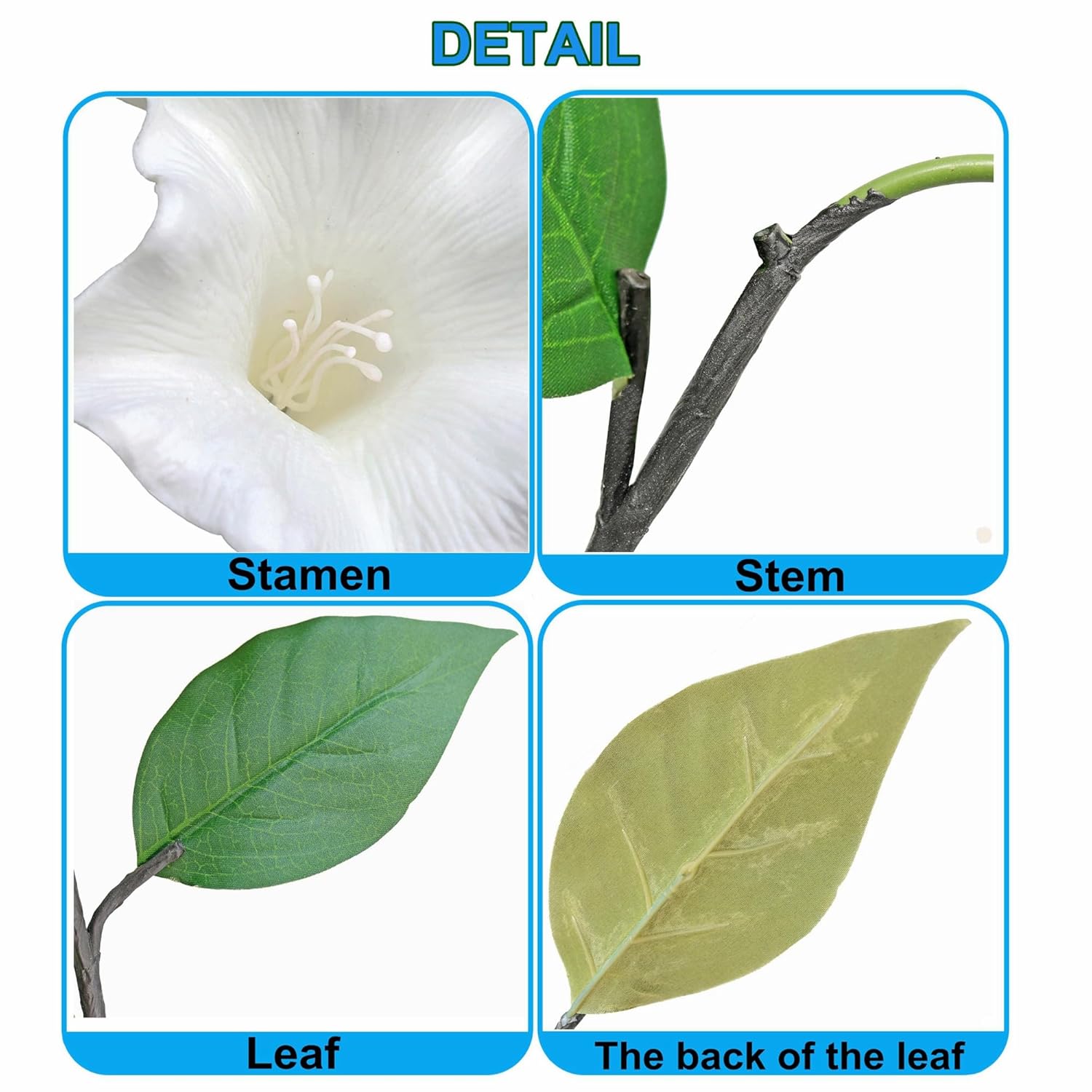 2Pcs Artificial Datura Flowers Fake Real Touch Long Stems Pu Lily Flowers For Home Spring Summer Floral Decoration