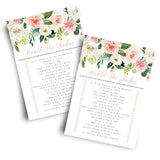 Graceful Floral Bridal Shower Games - 25 Cards - Would She Rather - Elegant Pink Floral Design For Bridal Showers, Wedding Receptions & Birthday Activities - 5X7 Pack Who Knows The Bride Best