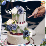 Wedding Cake Topper Flowers 3 Piece, Pre-Made Flower Cake Decorations Cake Topper Artificial Rose Flowers For Wedding Cake Decor Baby Shower Birthday Party