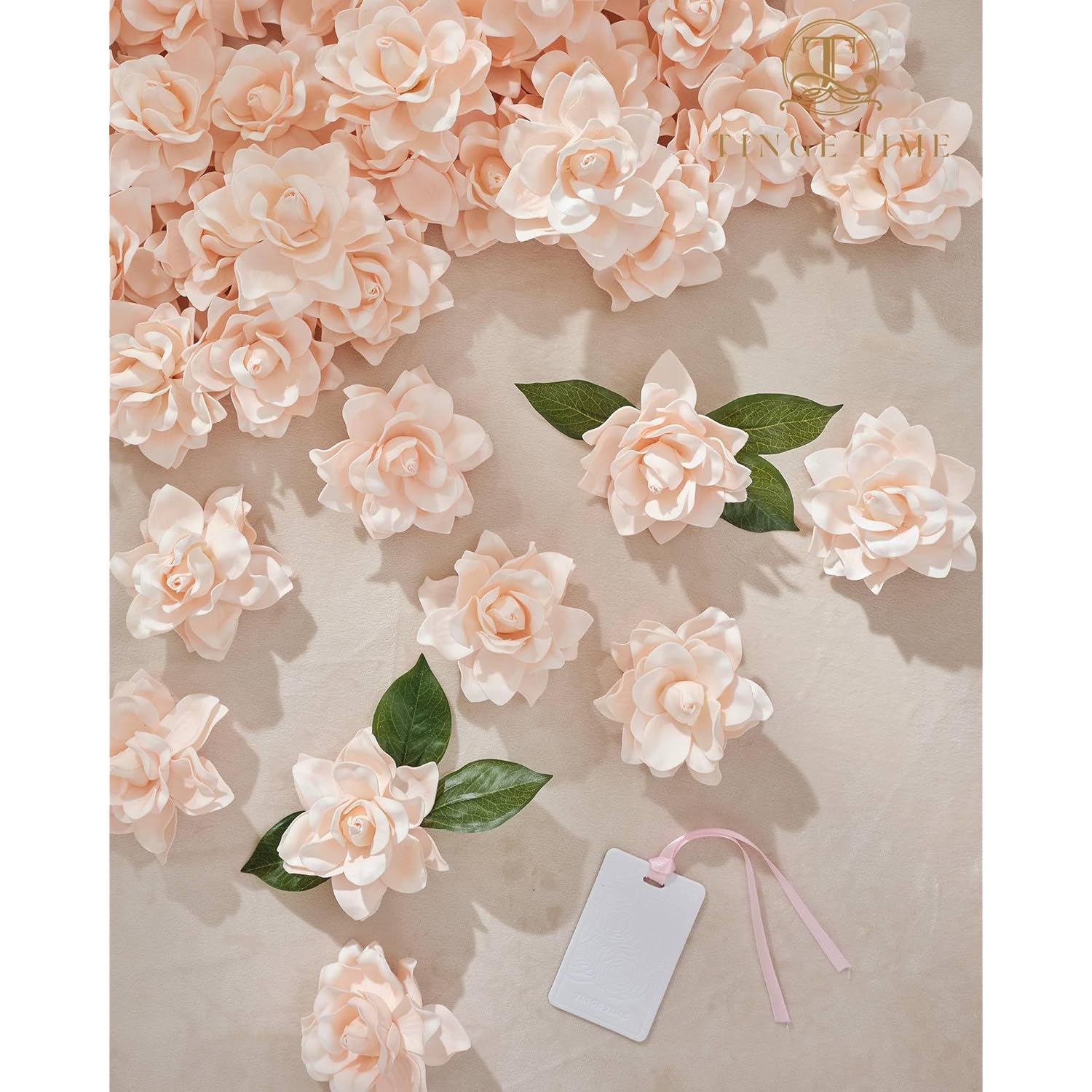 Gardenia Flowers Artificial 25Pcs Artificial White Flowers Perfect For Wedding Decorations, Baby Shower, Diy Graduation Caps, Gardenia Party Decor, Flower Wall Decoration(Peachpink)