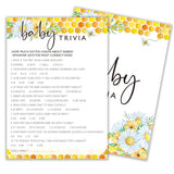 Bee Baby Shower Games, Summer Daisy Baby Trivia Game, Bumble Bee Gender Neutral Party Supplies & Favor, 5X7 In & Set Of 25-A04