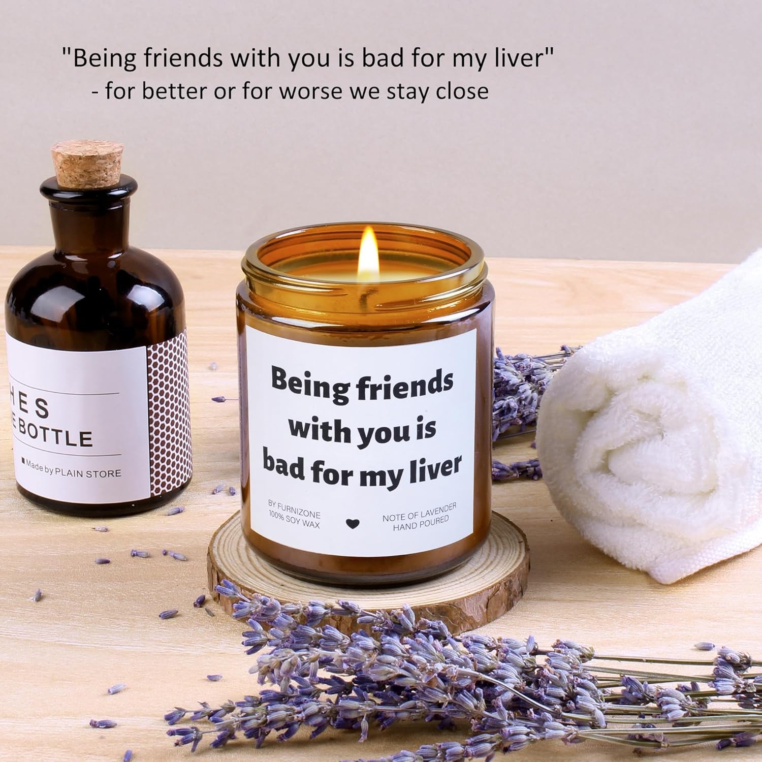 Best Friends Birthday Gifts For Women, Gifts For Women Men Best Friends Sister Brother, Funny Gifts For Women Birthday Gifts For Her, Gag Gifts For Her, Soy Wax Lavender Scented Candles Gifts, Brown