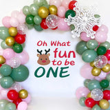 Oh What Fun It Is To Be One Wall Decal - First Birthday Backdrop Decor,Little Reindeer Xmas Garland,Merry Little Christmas Decorations,Santa Stickers Party Supplies (Oh What Fun Decal)