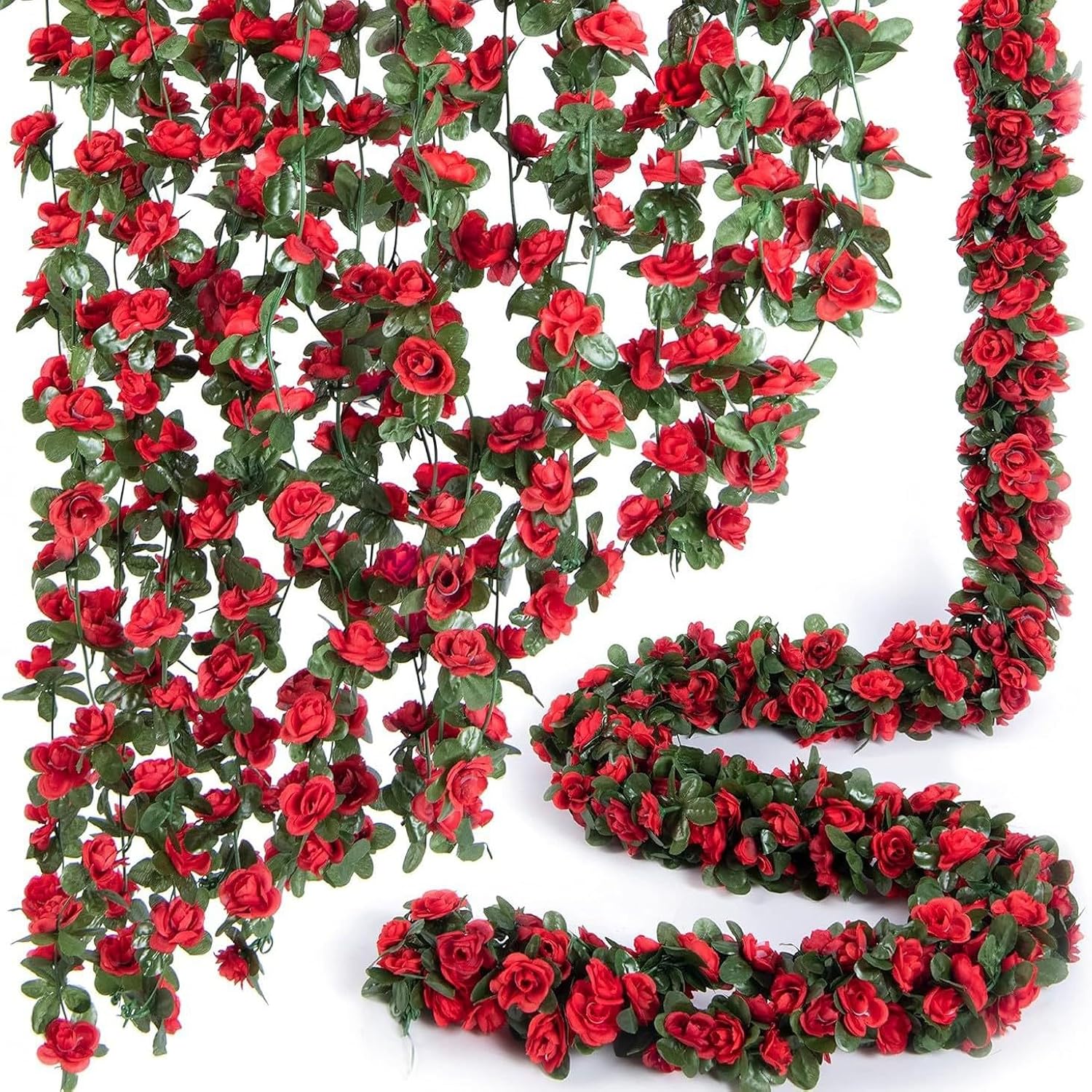 Artificial Peony Flower Garland, Red Silk Hanging Vines, Wedding Arch Wall Backdrop Party Decor