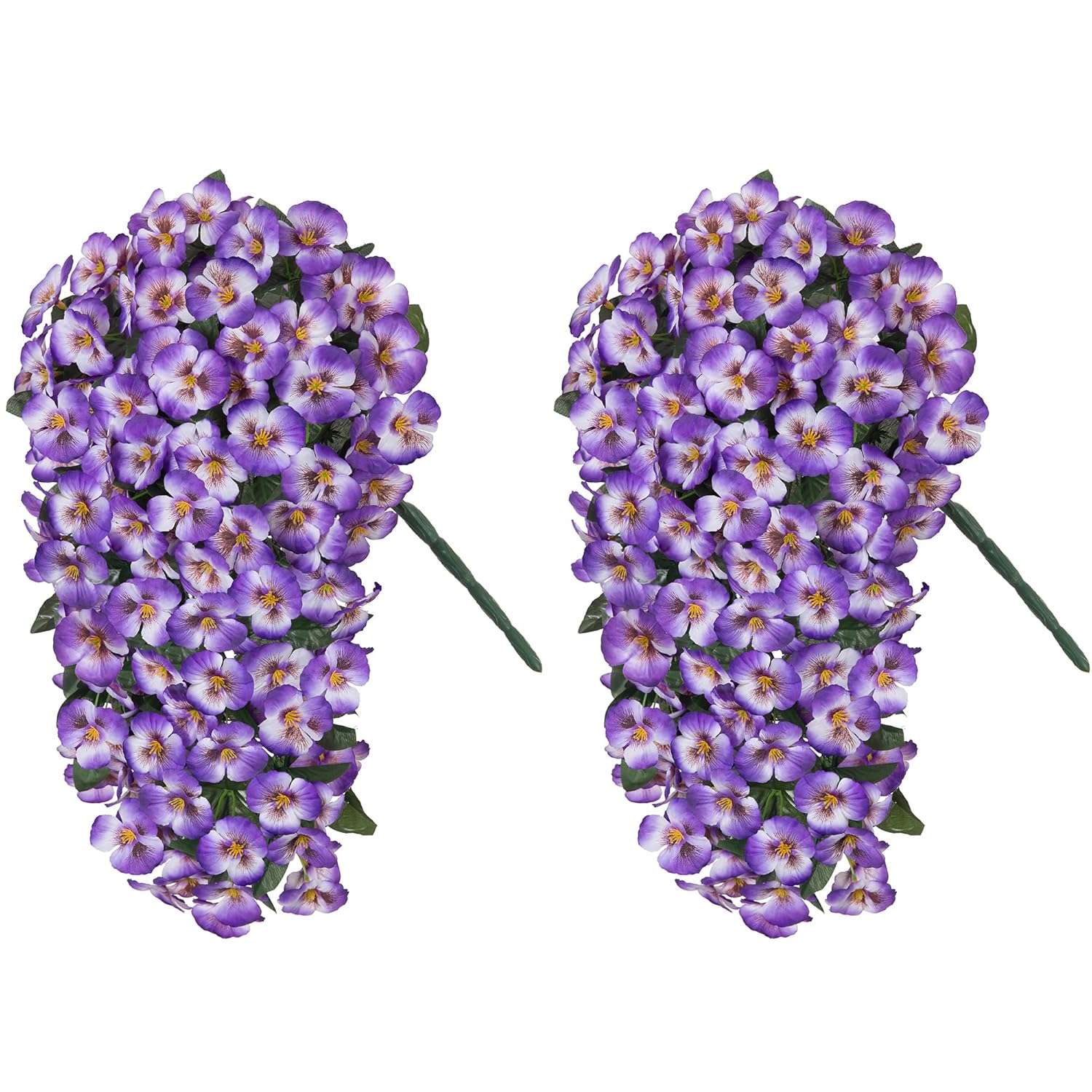 Artificial Flowers For Outdoors 2Pcs Faux Silk Pansy Vines Lush Uv Resistant Fake Hanging Flower Plants For Outside Porch Yard Patio Window Box (Light Purple)