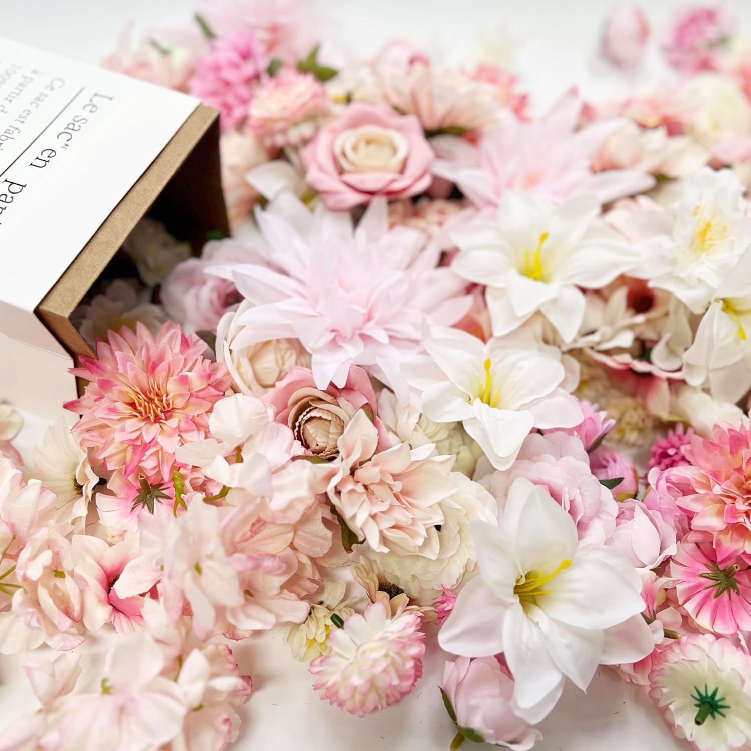 Artificial Pink Flowers Bulk Silk Roses Fake Flowers Heads For Crafts - Diy Home Spring Garden Floral Party Wildflower Garland Hanging Decoration Mini Big Small Faux Fabric Flowers Heads 3-12Cm (Pink)