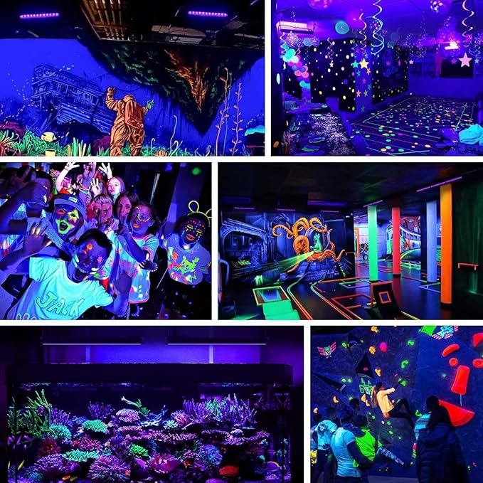 4 Pack 100W LED Black Lights IP66 Waterproof Plug In Blacklight Flood Lights for Glow Party