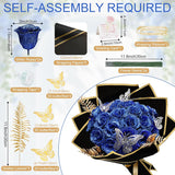 Glitter Roses - Royal Blue Glitter Rose Bouquet Shiny Everlasting Artificial Flowers For Diy Crafts Gifts Birthday Graduation Engagement Valentines Anniversary, 24 Roses