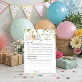 Safari Animals Prediction And Advice Cards - Pack Of 25 - Country Rustic Jungle Theme Baby Shower Games, Wishes For New Parents Mom & Dad To Be Mommy & Daddy Message Shower Activity Keepsake G550-Pdav