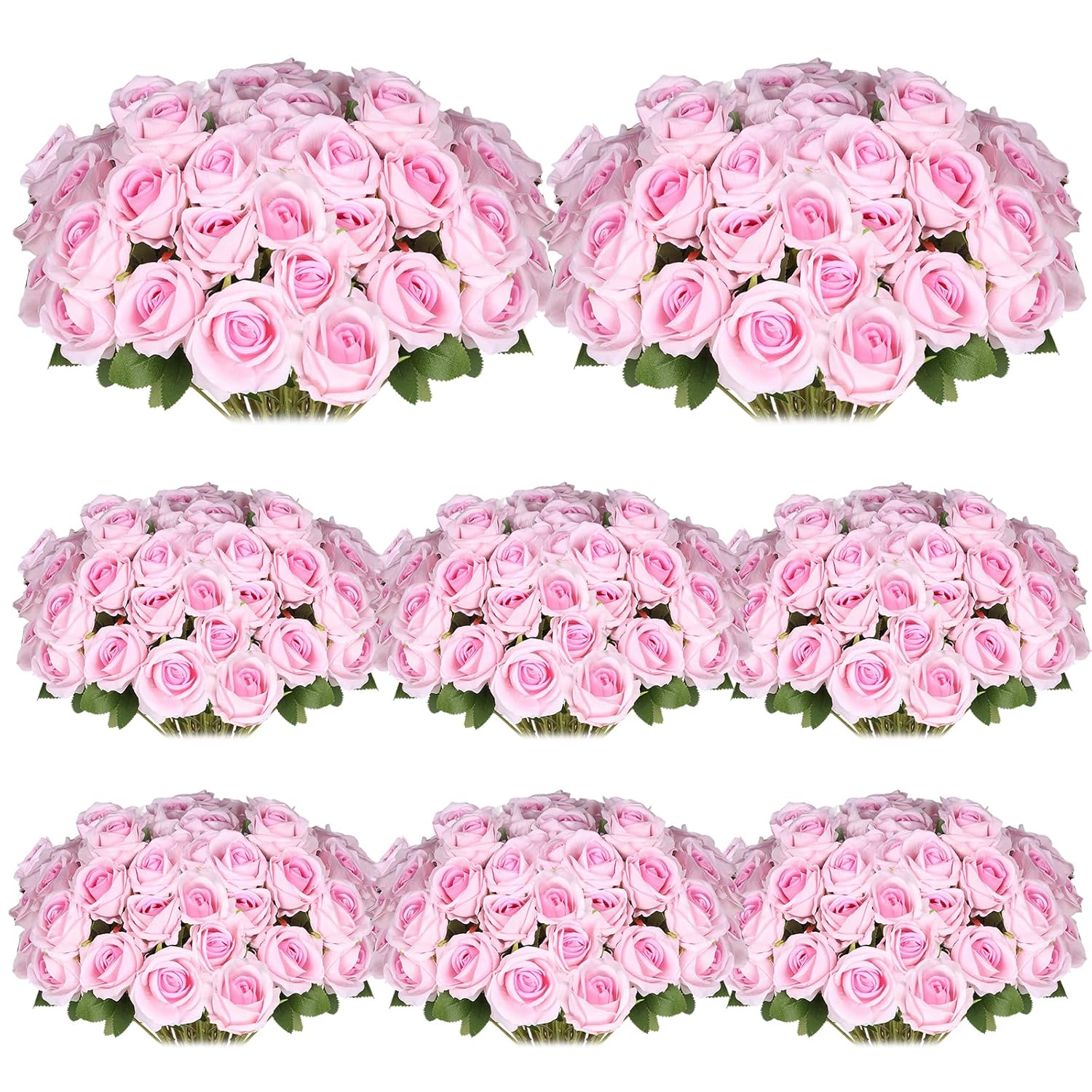 50 Pcs Artificial Silk Roses Flowers Bulk Realistic Long Stem Faux Flower Bouquet For Wedding Centerpieces, Valentine'S Day Decor, Home Arrangements, Table Decorations(Pink)