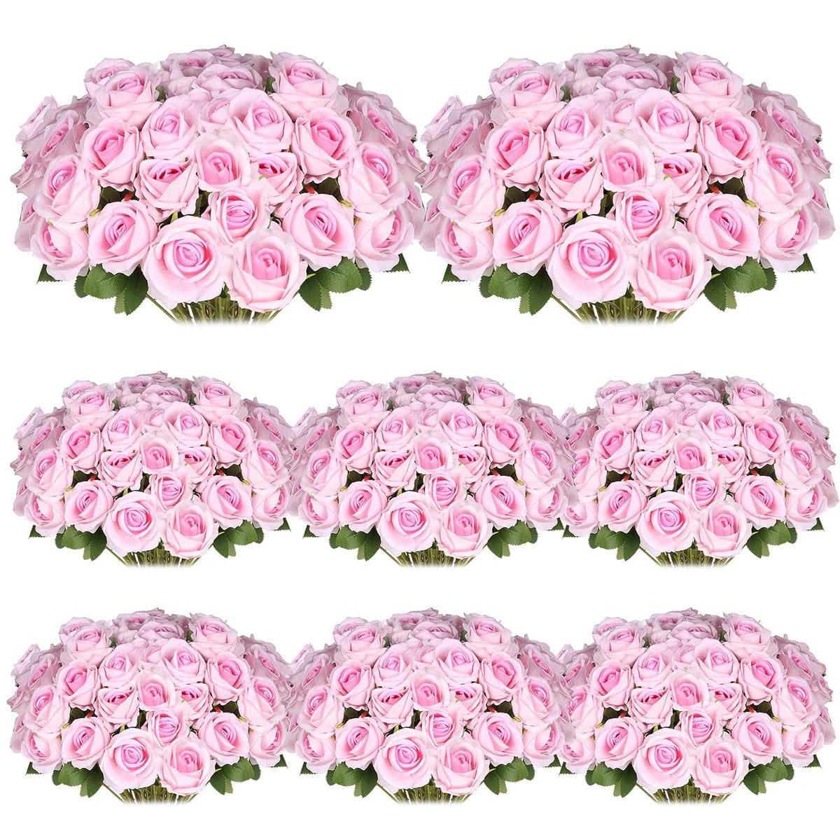 50 Pcs Artificial Silk Roses Flowers Bulk Realistic Long Stem Faux Flower Bouquet For Wedding Centerpieces, Valentine'S Day Decor, Home Arrangements, Table Decorations(Pink)
