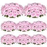50 Pcs Artificial Silk Roses Flowers Bulk Realistic Long Stem Faux Flower Bouquet For Wedding Centerpieces, Valentine'S Day Decor, Home Arrangements, Table Decorations(Pink)