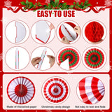 21 Pcs Christmas Candy Hanging Paper Fans Peppermint Christmas Banners Xmas Classroom Ceiling Decorations Tissue Poms Honeycomb Ball Ornaments For Birthday Wall Decor Supplies(Fashion)
