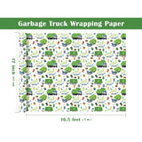 Garbage Truck Wrapping Paper - Mini Roll - 17 Inch X 16.5 Feet - Garbage Truck Happy Birthday Wrapping Paper For Kids Boys, Baby Shower, Car Lover