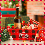 24 Pcs Christmas Baskets For Gifts 10 X 8 Inch Empty Basket With Handle Christmas Baskets For Gifts Wine Gift Basket Empty Red Sturdy Diy Bulk Gift Basket Kraft Market Tray Basket With Handles