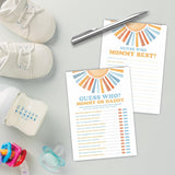 Guess Who Mommy Or Daddy & Guess Who Mommy Best Theme Baby Shower Game Activities-30 Retro Sunshine Game Cards(5X7”) For Boys & Girls-Baby Shower Party Supplies & Decorations-A02