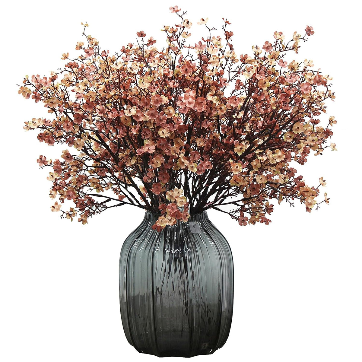 Babys Breath Silk Artificial Flowers 6 Bundle European Fake Flowers Decor Wedding Party Fall Stems Decoration Bouquets Diy Home Garden,Farmhouse,Living Room Decor (Beige Brown-6Pcs)