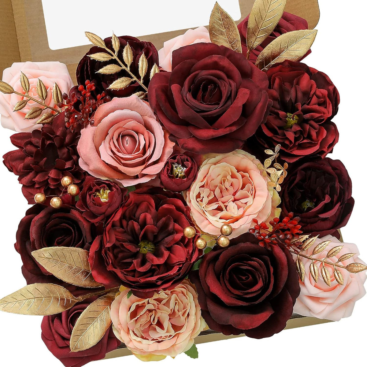 Artificial Flowers Burgundy Pink Fake Flowers For Bridal Bouquets Wedding Decorations Cake Flowers For Home Party Table Centerpieces Arrangements Decor Indoor Outdoor,Valentines Day