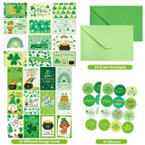 24Pcs St. Patrick'S Day Cards Assorted Shamrock Green Greeting Cards With Envelopes And Stickers For Happy St Patrick'S Day Supplies