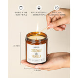 Coconut Vanilla Candles - 9 Oz Scented Candles, Aromatherapy Candle, Soy Candle For Home Scented