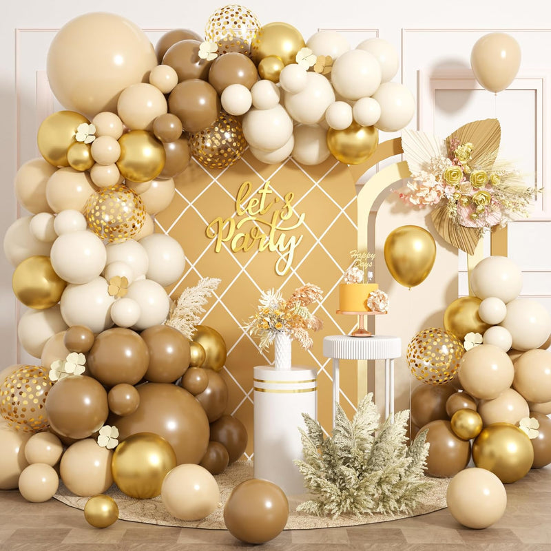 Brown Balloons Garland Arch Kit, 132Pcs 18/12/10/5 Inch Different Size