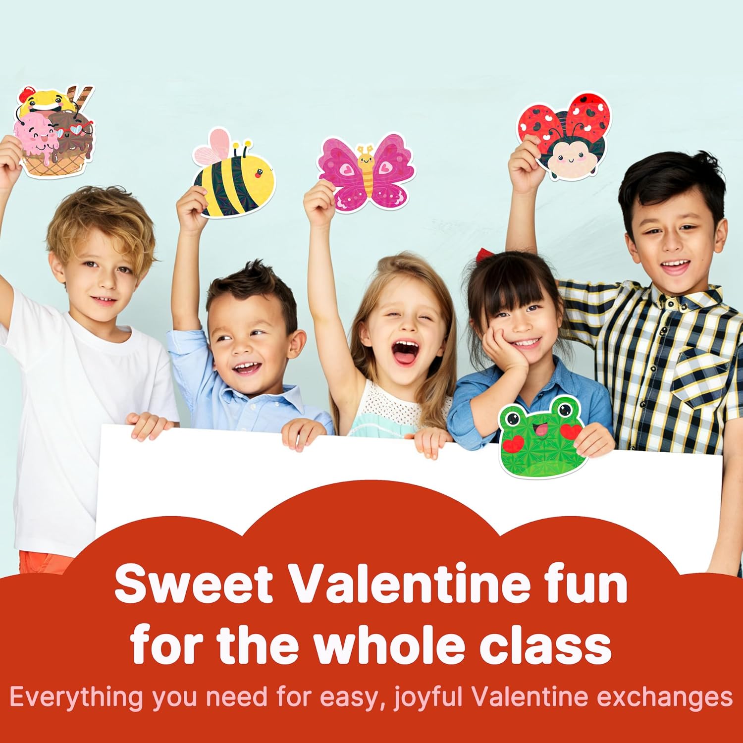 Valentines Cards For Kids School Classroom Exchange Cards With Envelopes Stickers Cute Adorable Animal Food Desserts Designs (Cute Valentine)