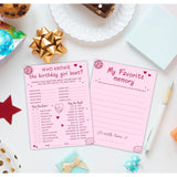 Who Knows The Birthday Girl Best & Favorite Memory - 20Pcs Birthday Double-Sided Game Cards - Pink Full Print Birthday Game Cards For Girls - Birthday,Sleepover Party & Acticities Supplies - A01