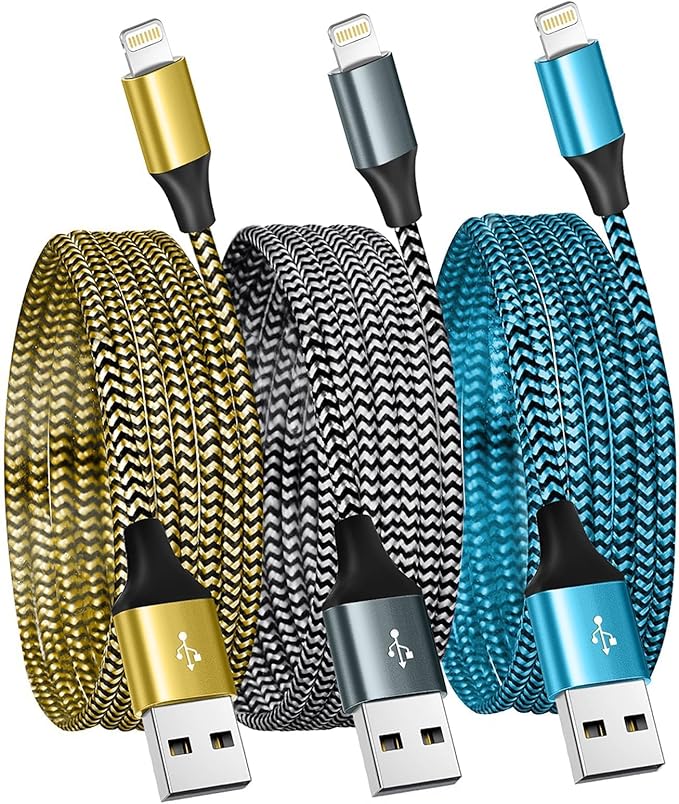 3 Pack Apple MFi Certified iPhone Charger Cable 6FT Nylon Braided USB Lightning Fast Charging Cord for iPhone 14 13 12 11 iPad