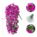 Artificial Fake Hanging Flowers Plants For Outdoor Summer Decoration,2 Pcs Faux Silk Fuchsia Orchid Long Vines Stems Bouquet Uv Resistant For Wall Home Porch Patio Outside(Violet)