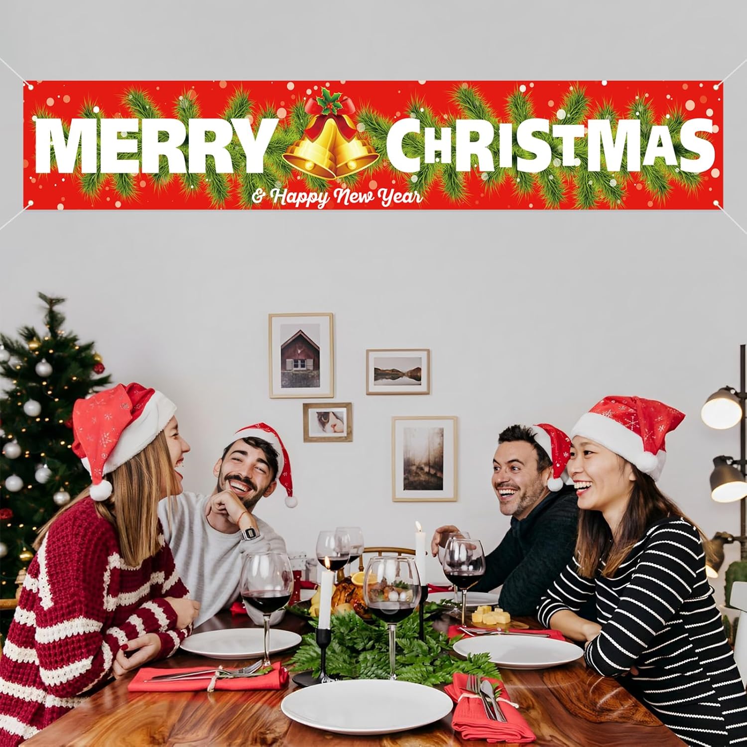 Merry Christmas Happy New Year 2026 Banner, Xmas Holidays Joy Christmas Yard Decorations Outdoor Indoor, Xmas Yard Sign
