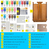 Painting Kit With French Easel, 24 Colors Acrylic Paint Set, 10 Pcs Paint Brush Set, Canvas Set & Art Supplies, Great Painting Set For Beginners & Artists