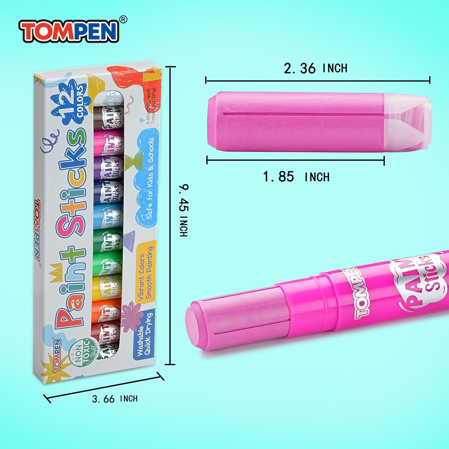 Tempera Paint Sticks For Kids & Artists,144 Pack 12 Vibrant Color,Non-Toxic,Quick Drying,Classic Rainbow Colors,Washable Solid Paint Crayons,Ideal For School Classroom Art Projects & Diy Crafts