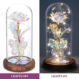 Valentines Day Gifts For Her, Light Up Rose Butterfly In Glass Dome, Birthday Anniversary Flowers Lighted Roses Gifts For Women,Wife,Mom, Grandma,Girlfriend,Girls,Sister-Silver