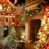 Christmas String Lights Red Green White Copper Wire, 2 Pack Total 200Led Fairy Lights Waterproof Twinkle Lights For Xmas