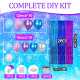 Winter Wonderland Balloon Garland Arch Kit Birthday Party Decorations, Blue Purple Foil Fringe Curtains Backdrop Tinsel Streamer Photo Booth Props For Girls Winter Christmas Snow Party Decor Supplies