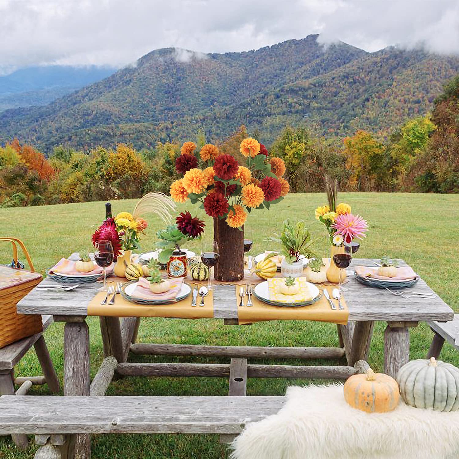 9Pcs Fake Pompon Mums Artificial Fall Flowers For Decoration Dandelion Chrysanthemums Fall Floral Stems Fall Faux Flowers Modern Fall Decor Thanksgiving Decor Ideas Clearance