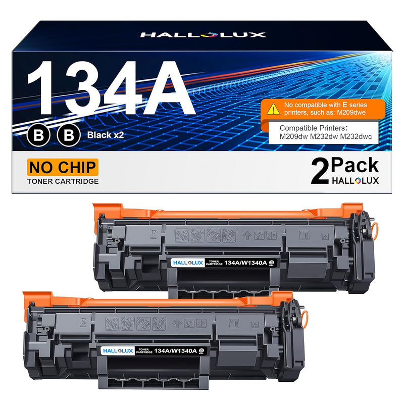 134A Toner 2-Pack (Black, No Chip) for M209dw, MFP M234dw Printers